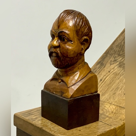 Vintage Hand Carved Wooden Spanish Sancho Panza Don Quixote Bust Statue - Picture 9 of 16